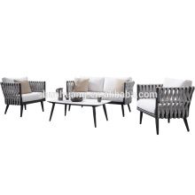 Popular design outdoor webbing patio sofa set for family rope furniture